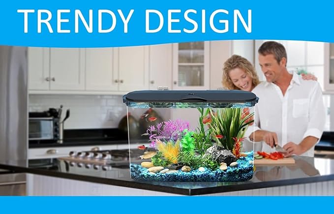 Koller Products 5-Gallon Aquarium Kit with LED Lighting and Power Filter, Ideal for a Variety of Tropical Fish