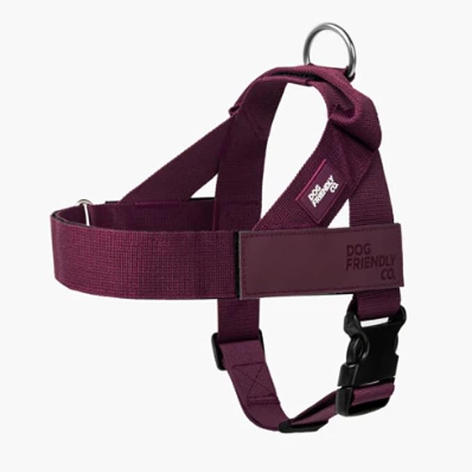Dog Friendly Co. Dog Harness for Large Sized Dogs (Burgundy, Extra Large) | One Click Buckle, Chafe Resistant Webbing, Adjustable Neck & Chest, and Heavy Duty D-Ring, Sturdy Comfortable and Easy to Use