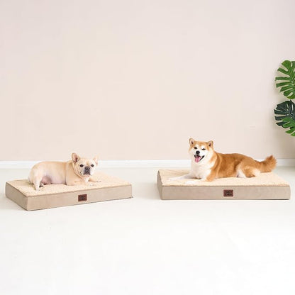 EHEYCIGA Orthopedic Dog Bed Large with Removable Washable Cover, 41IN Khaki | Egg Crate Foam Support, Durable Oxford fabric, Non-Slip Bottom, Machine Washable, Soft Waterproof Plush Pet Bed Mat For Crate
