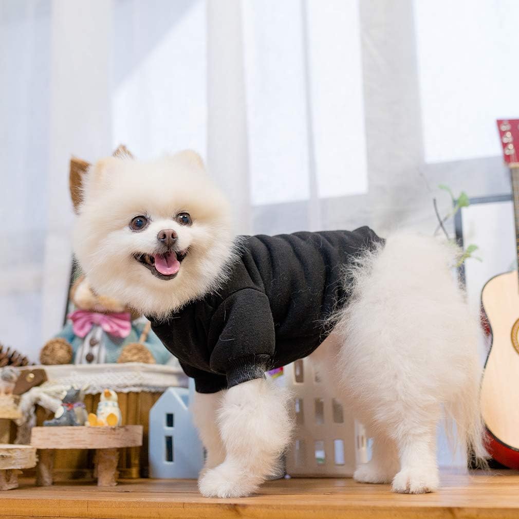 KOOLTAIL Basic Dog Hoodie - Soft and Warm Dog Hoodie Sweater with Leash Hole and Pocket, Dog Winter Coat, Cold Weather Clothes Sweatshirt for Small Medium Large Dogs Puppy Cat Boys Girls Black XS
