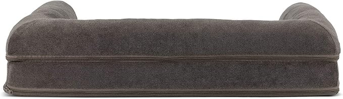 FurHaven Soft, Orthopedic Foam Sofa Dog Bed with Washable & Removable Cover - Sherpa/Chenille - Coffee, Dogs Up to 35 lbs - Medium