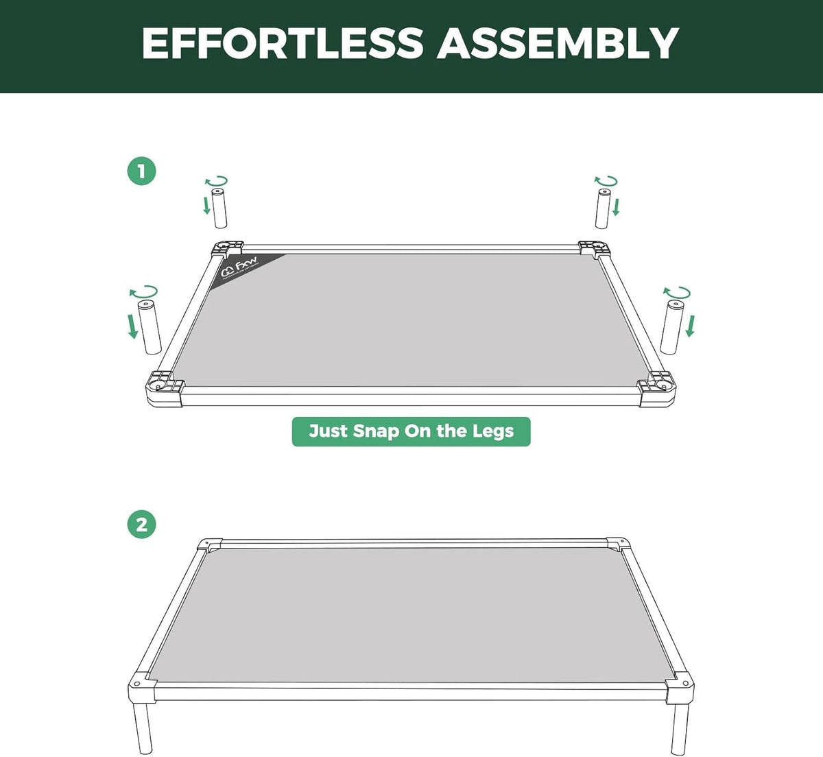 FXW TitanNest Chew-Proof Elevated Dog Bed, Raised Cot for Indoor/Outdoor/Camping Use, Durable & Waterproof Cooling Pet Bed for Extra-Small Dogs, 29.0" L x 18.0" W x 4.5" H, Black