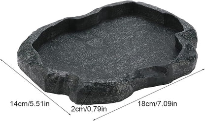 AYNEFY Reptile Food Water Rock Bowls,Resin Reptile Feeder Lizard Feeding Dish Amphibian Feeder Bowl Terrarium Decor for Bearded Dragons Leopard Gecko Frog Snake(Emerald