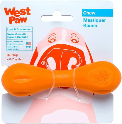 WEST PAW Zogoflex Hurley Dog Bone Chew Toy – Floatable Pet Toys for Aggressive Chewers, Catch, Fetch – Bright-Colored Bones for Dogs – Recyclable, Dishwasher-Safe, Non-Toxic, X-Small, Tangerine