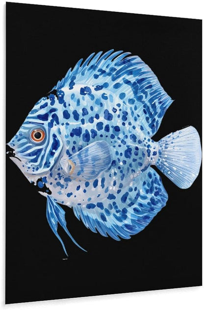 Discus Fish Wall Art Canvas Artwork Vintage Hanging Pictures Painting Poster for Home Decor