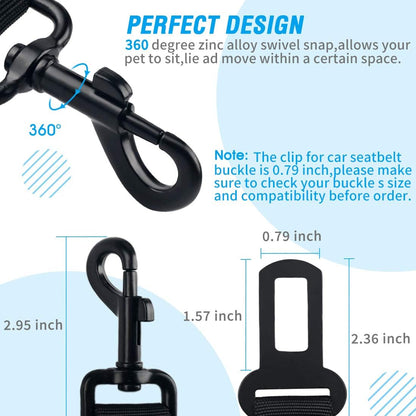 COOYOO Dog Seat Belt,3 Piece Set Retractable Dog Car Harness Adjustable Seat Belt for Vehicle Nylon Pet Safety Seat Belts Heavy Duty & Elastic
