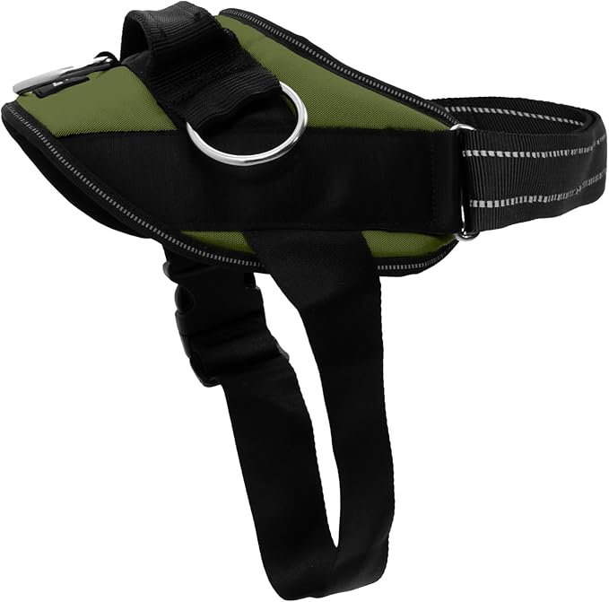 ShawnCo Essential Dog Harness, No-Pull Pet Vest (Olive Green,S) | 3 Leash Clips, Easy On, No-Choke, Reflective, Adjustable Fit, Padded Comfort, Control Handle, For Small, Medium & Large Dogs