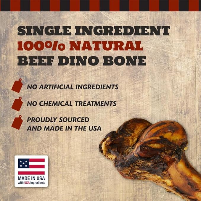 Giant Dog Bone for Aggressive Chewers, Large and Medium Breed Dog Treat, Natural, Tough, Chew Toy, Made in The USA, 1 Count