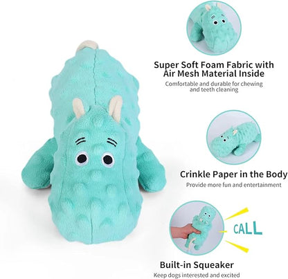 DODODOLA Cute Stuffed Hippo Dog Toys Squeaky Dog Toys with Crinkle Paper Dog Plush Toys for Large Breed Dog Chew Toys for Small, Medium, Large Dogs