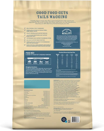 Amazon Brand - Wag Wholesome Grains Dry Dog Food with Chicken and Brown Rice, 30 lb Bag (Pack of 1)