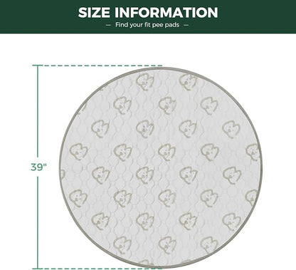 FXW Washable Pee Pads for Dogs, Super Absorbent, 39" Round, 2 Packs | Machine washable, Non-slip backing
