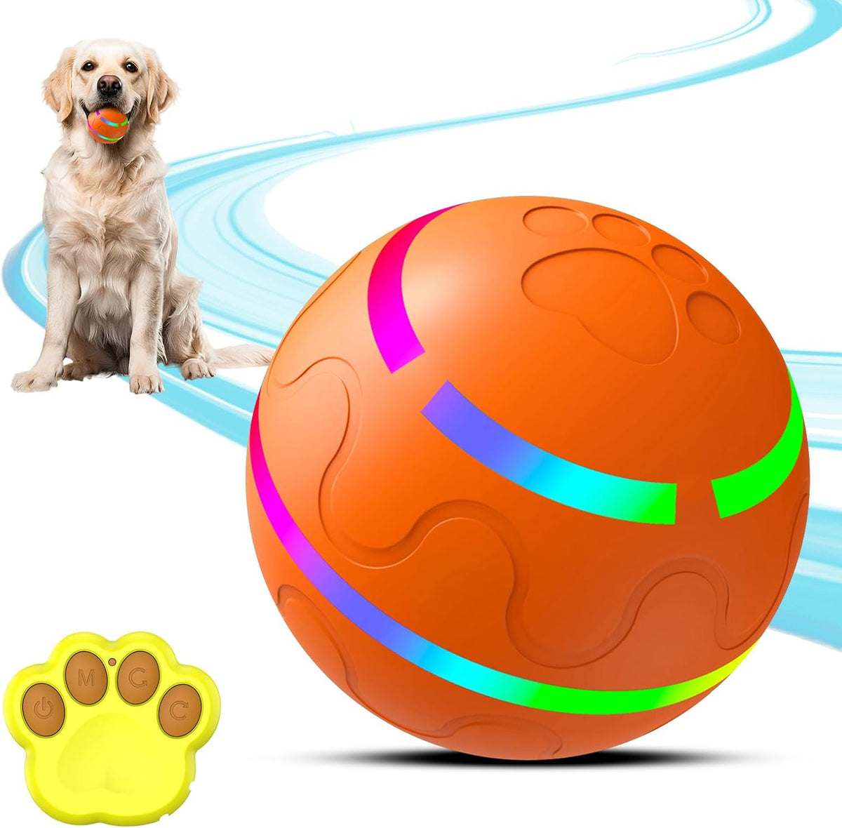 Smart Interactive Dog Ball, Interactive Dog Toys with Remote Control, Automatic Moving Pet Ball for Medium and Large Dogs, TPU Material, Rechargeable Vibrating Bouncing Pet Toy