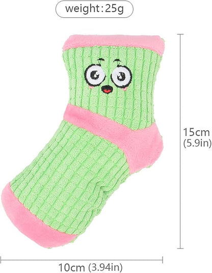 Squeaky Dog Toys, Funny Dog Toys Stuffed Plush Dog Toy, Cute Socks Dog Birthday Gift Dog Chew Toys Pet Toys for Small Medium Dogs(Pink Green)