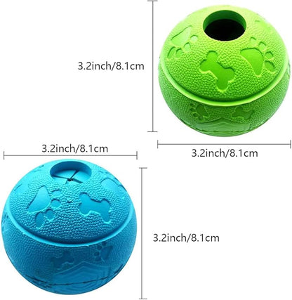Dog Treat Ball and Toy, Interactive - Pack of 2 (Green, Blue)