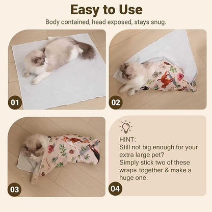 Cat Grooming Wrap Cat Wrap for Cutting Nails, 19.7" Cat Wrap for Grooming, Cat Restraint for Nail Clipping, Multifunctional Swaddle Wrap Pet Tool, Cat Burrito Wrap