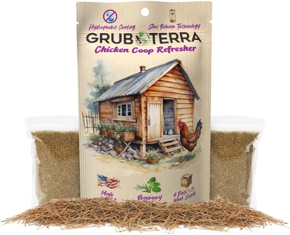 GrubTerra Coop Refresher Odor Freshener for Chicken Pen, Suitable for Chicken Waterer and Chicken Feeder, Smell Control Solution for Clean and Fresh Chicken Living Environment