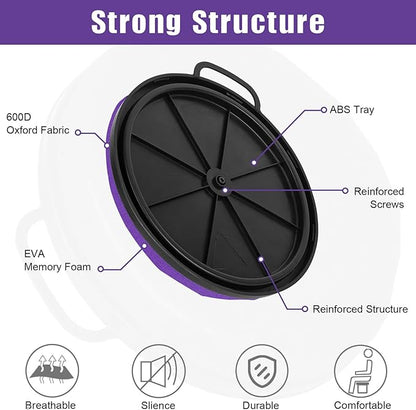 Foxtune 360-Degree Swivel Bucket Seat, 5 Gallon Bucket Lid, Spin Bucket Seat Cushion, Silent, Comfortable, Water-Resistant, for Fishing, Gardening, Hunting and Camping (Purple)