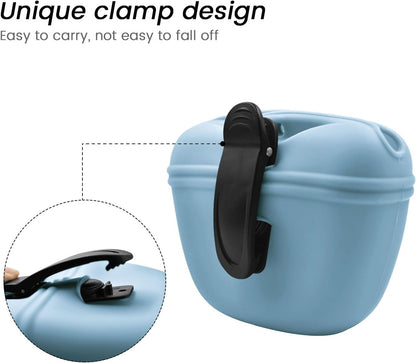 AUDWUD Silicone Dog Treat Pouch,With Dog Training Clicker,Clip on Portable Training Container,Convenient Magnetic Buckle Closing and Waist Clip