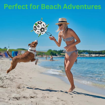 Dog Ball 8 inch - Dog Soccer Ball with Straps, Durable Dog Soccer Ball Indestructible, Perfect Soccer Ball for Dogs with Paw Print, Fun Dog Birthday Gifts - Ideal Dog Soccer Ball Toy