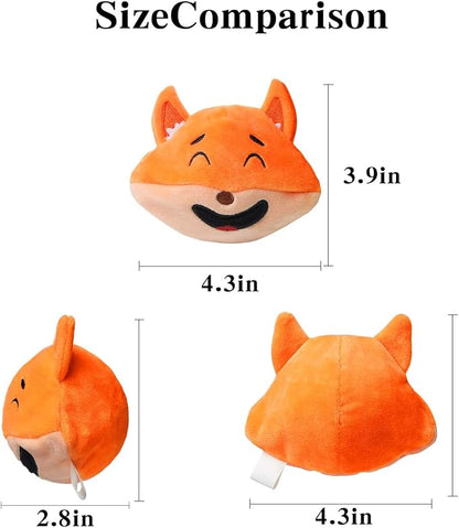 MewaJump Squeaky Dog Toys with Ball 3-in-1 Plush Cute Chew Toy with 3 Layers Puzzle Pet Toy for Teeth Cleaning Puppy Enrichment for Small and Medium Breed (Fox)
