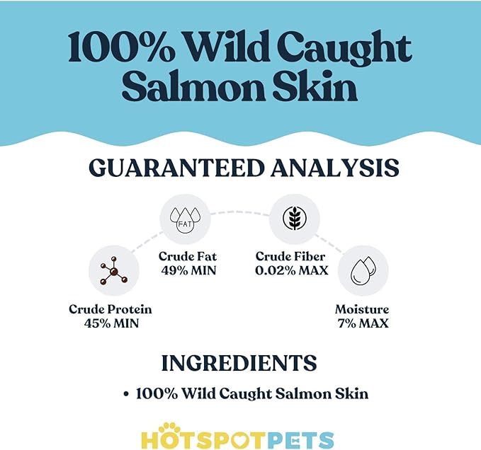 hotspot pets Freeze Dried Salmon Skin Chips for Cats & Dogs - Reasealable 1lb Big Bag Single Ingredient All Natural Omega 3 Benefits, Salmon Chips - Perfect for Training, Topper or Snack
