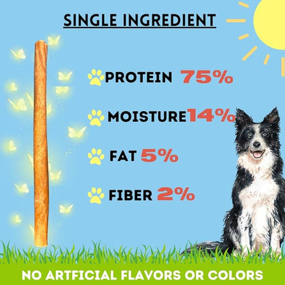 BULLYSTICKS & MORE 12 Inch Beef Collagen Sticks for Dogs (Regular Size - 8 Count)- Bones for Dogs - No Hide Sticks Beef Cheek Rolls
