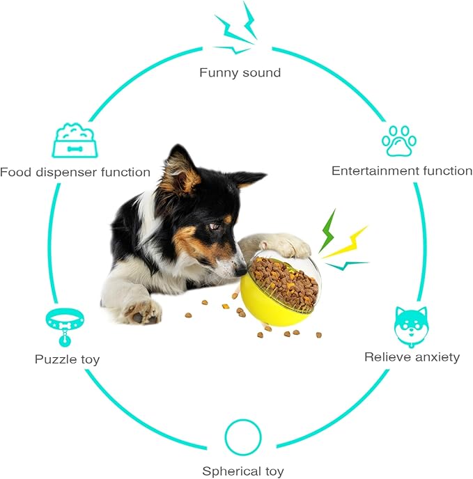 Enrichment Interactive Dog Treat Toy - Level 1 Mental Stimulation for Dogs, Dog Toys for Boredom Busy (Beginner-Yellow 5.6" Squeaky Ball)