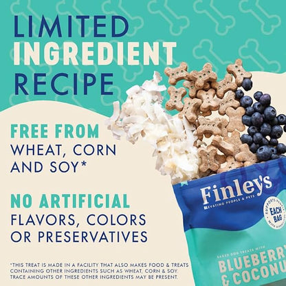 Finley's Blueberry Coconut Dog Biscuit Treats, All Natural, Limited Ingredient Dog, 12 Ounce (Pack of 1)