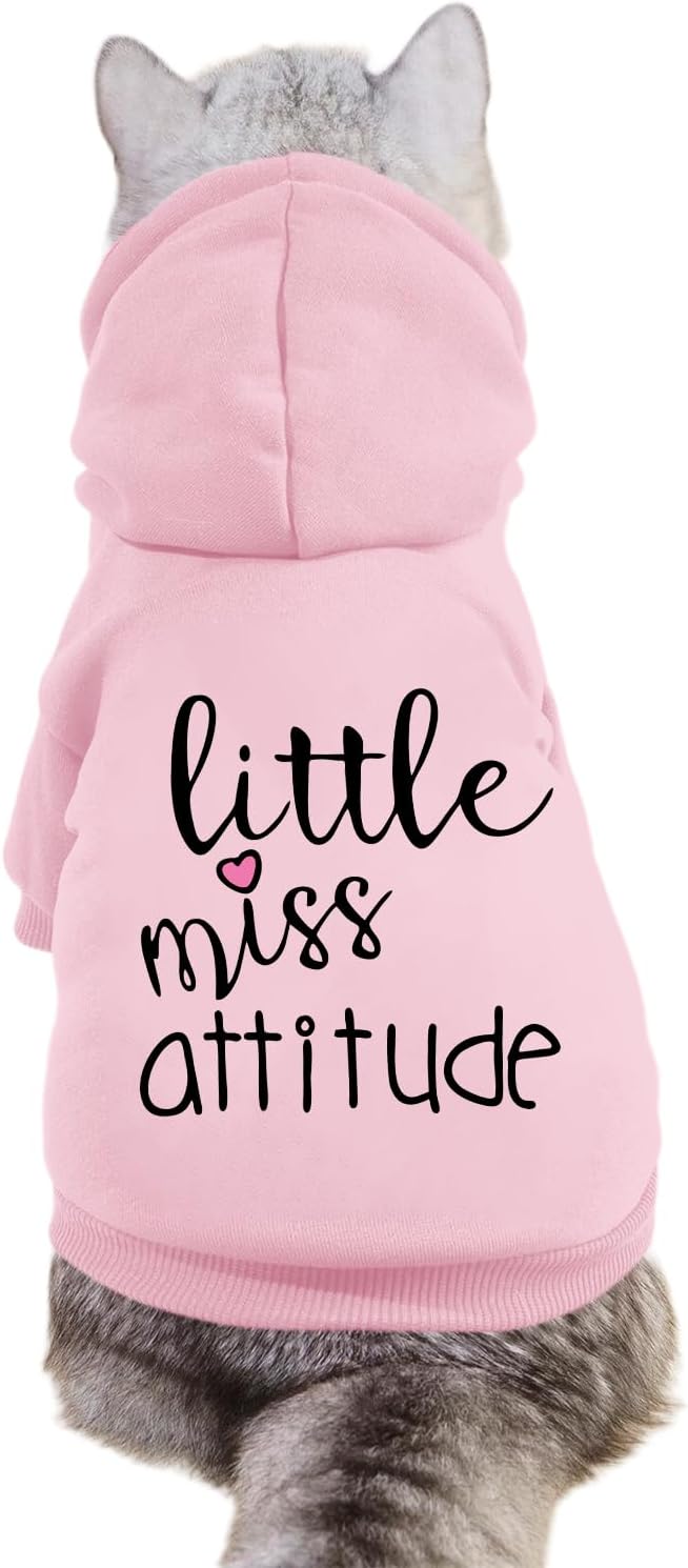 Cat Hoodies for Cats Puppy Pet Clothes Cat Apparel Little Miss Attitude Print Dog Hoodie for Small Medium Dogs Outfits for Kittens(Pink,2XL)
