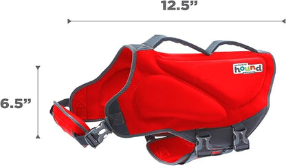 Outward Hound Dawson Swim Dog Life Jacket, High-Performance Neoprene Dog Life Vest for Swimming, Boating, and Water Safety, Medium, Red