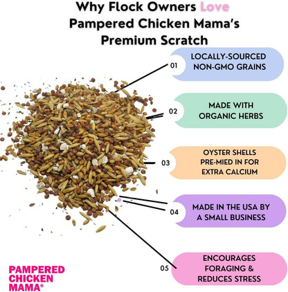 Pampered Chicken Mama Chick Feed - Premium Chicken Scratch Treat - High Protein & Calcium Grower Feed for Laying Hens (10 lbs)