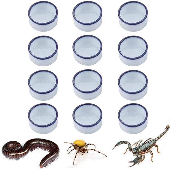 Tarantula Micro Water Bowl Spider Anti-Turnover Bowl for Small Hamster Tarantula Spider Scorpion Cricket Snail Manti Millipede Tiny Bugs Reptile Terrarium Cage Accessories (S (0.86''dia),12 Pcs)