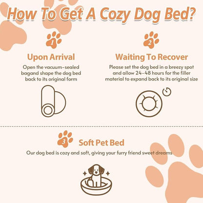 JOLLYVOGUE Calming Dog Beds Large Sized Dog, 36in Donut Washable Large Pet Bed, Anti-Slip & Anti-Anxiety Fluffy Faux Fur Round Dogs Bed, Fits up to 80 lbs Pets (Peach Pink)