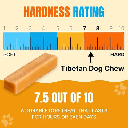 Tibetan Dog Chew Yak Cheese Sticks (12 Large Chews) - Handmade Treats for Aggressive Chewers, Easy to Digest, No Additives, Rawhide, Grains, or Gluten - Ideal Dog Toy and Travel Bag Companion