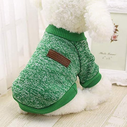 Idepet Pet Dog Classic Knitwear Sweater Fleece Coat Thickening Warm Pup Dogs Shirt Winter Pet Dog Cat Clothes Puppy Customes Clothing for Small Dogs (XXS. Green)