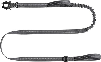 ICEFANG Tactical Dog Leash,K9 Training Walking Bungee Lead with 2 Control Handle,Heavy Duty Quick Release Metal Clasp,for Medium Large Breed (Reflective Grey, 6 FT)