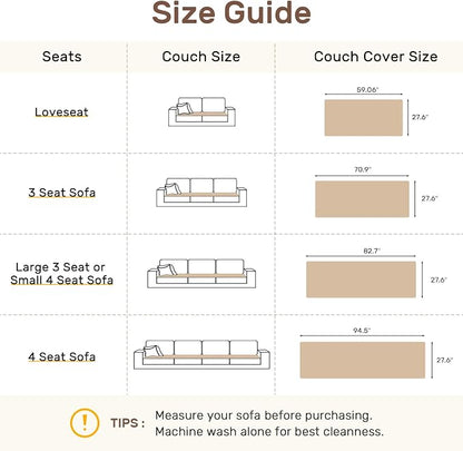Couch Cover for Dogs, Washable Non Slip Sofa Covers for 4 Cushion Couch Pet Friendly Fuzzy Sofa Protector&Bed Mat for Pets (27.6"x94.49" Coffee)