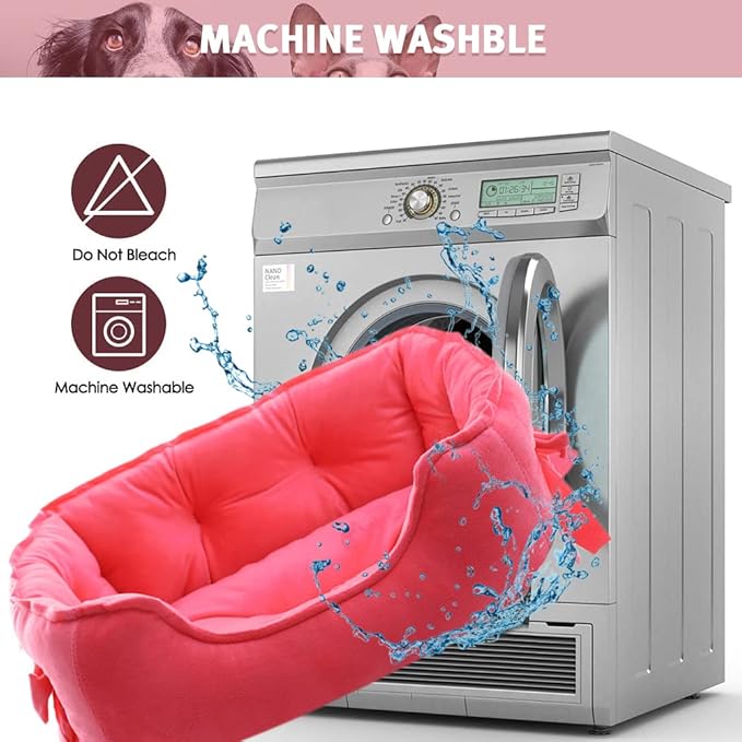 pawstrip Cute Princess Dog Bed Pink Puppy Bed for Small Dogs Breathable Cat Couch Bowknot Pet Cushion Comfortable Kitten Nest Girl Doggy Sofa, Waterproof Bottom (Fuchsia)