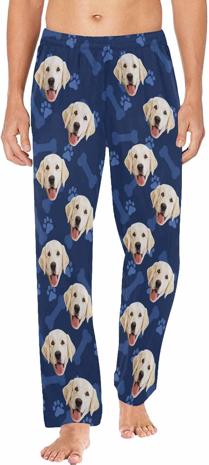 MyPupSocks Customized Face Pajamas Pants Photo Pajama Bottoms for Men S-XXL