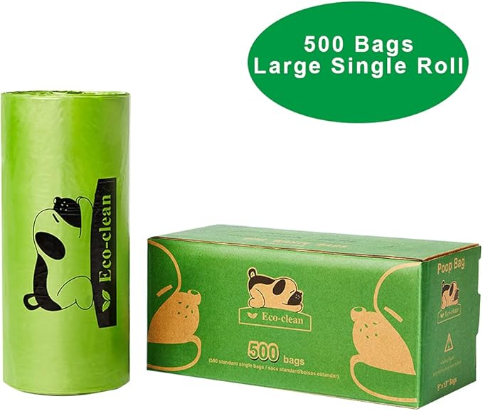 ECO-CLEAN Dog Poop Bags, 500 Count, Leak-Proof, Earth-Friendly, Tissue-Style Dispensing, Big Enough for All Pet Size, Keep Your Hands Safe