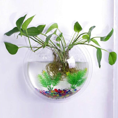 iplusmile Wall Mounted Planter 6.7 Inch, Clear Acrylic Hanging Bubble Vase for Plant Propagation Air Plants, Shatterproof Round Terrarium Bowl for Home Office Decor