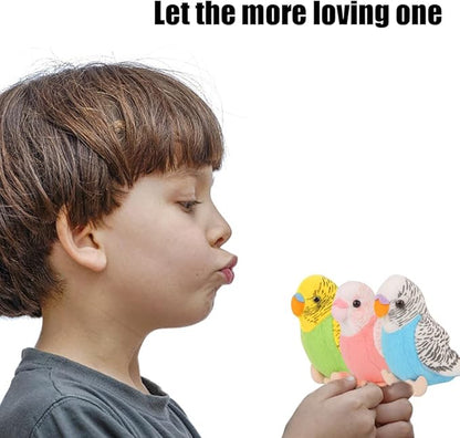 3 Pcs Budgerigar Plush Toy, 5.5 inches, Parakeet Plush Toy, Budgie Soft Toy, Bird Stuffed Animal for Kids, Blue and Green and Pink