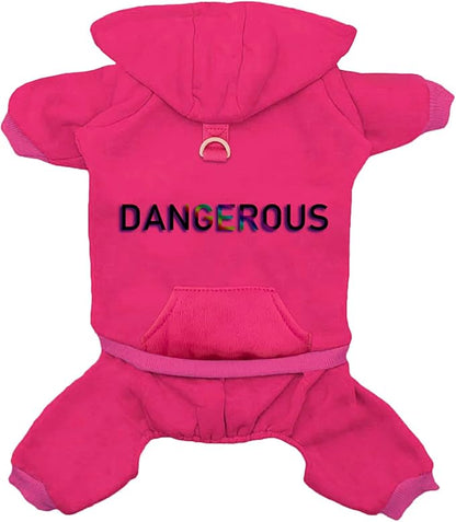 Dog Hoodie Clothes with Pocket 4 Legs Jumpsuit Fleece Sweater Winter Sweat Shirt Warm Cotton Hoodies for Small Dog Medium Large Cat Magenta 3XL