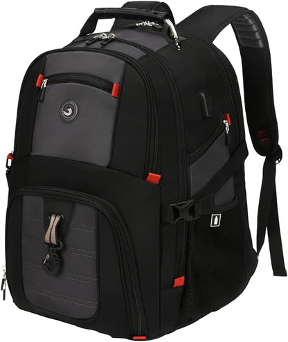 SHRRADOO Extra Large 50L Travel Laptop Backpack with combination lock, College High School Backpack Airline Approved Business Work Bag Fits 17 Inch Computer for Men Women
