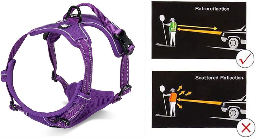 Truelove No Pull Dog Harness with Easy Control Handle and 2 Leash Attachments,Reflective Adjustable Pet Vest