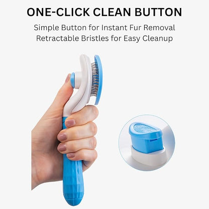 AIXINPET Cat & Dog Self Cleaning Slicker Brush - Easy to Remove Loose Fur, Harmless Deshedding Grooming Tool, Massaging Function - Suitable for Shedding & Furry Pets, like Rabbits and Ferrets