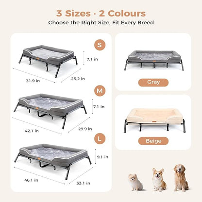 Lekereise Raised Dog Bed for Small Dogs, Waterproof Elevated Dog Cot, Outdoor Cooling Pet Bed