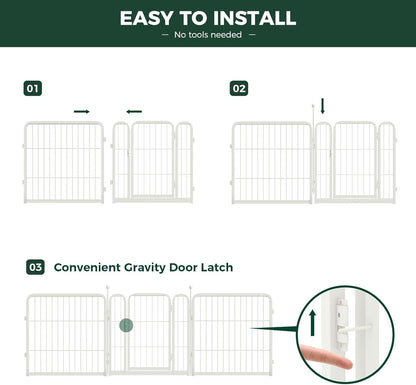 FXW Rollick Unleashed Dog Playpen for Indoor, Yard, RV Camping, 24 inch 32 Panels for Small and Puppy Dogs, White│Patented