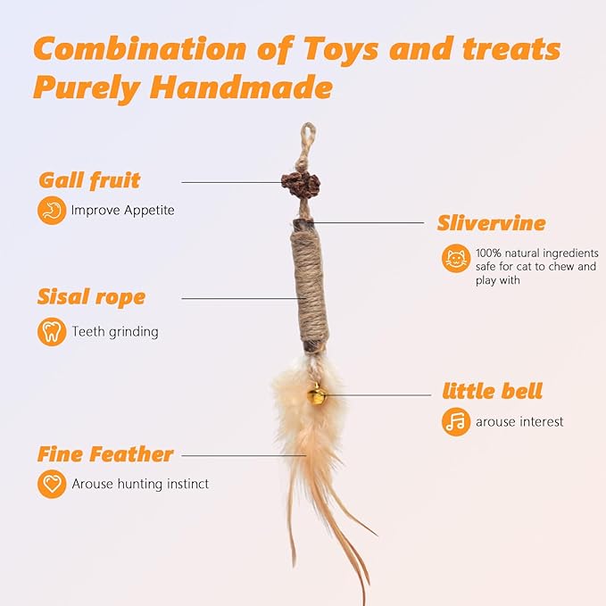 Cat Toys 24 PCS, Interactive Cats Toys for Indoor Cat, Speedy Tail 2.0 Cat Toy, Silvervine Sticks Feather Mouse Toy for Kittens