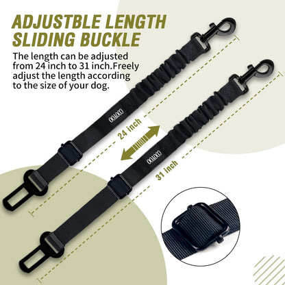 COOYOO Dog Seat Belt,Retractable Dog Car Harness Seat Belt for Car Adjustable Nylon Pet Safety Seat Belts Heavy Duty & Elastic Bungee Buffer